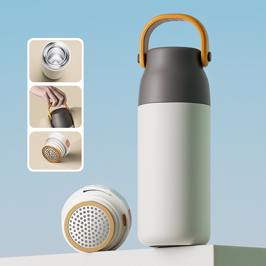 ROAMIN ROOTS - Gourde Isotherme Filtrante 500ml – Acier Inox 316, Portable & Étanche – Idéale pour le Sport, le Thé et les Déplacements